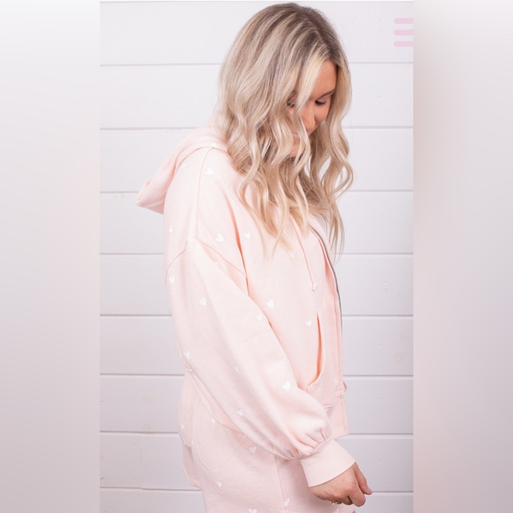 Z Supply Hearts Full Fleece Hoodie